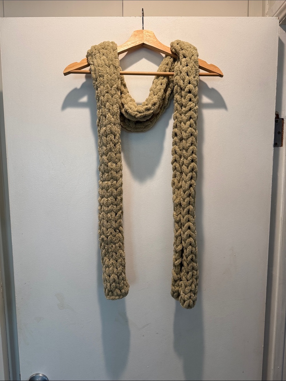 Cozy Chunky Knit Chenille Scarf - tan